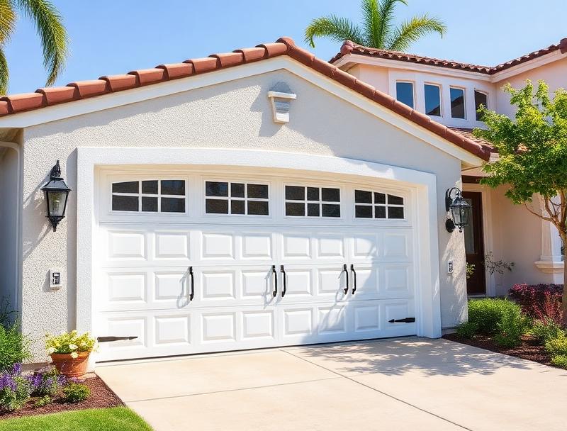 White carriage style garage door installation